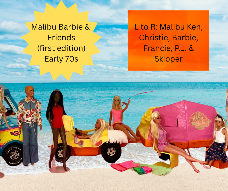 Malibu Ken, Christie, Barbie, Francie, P.J. and Skipper early 70s
