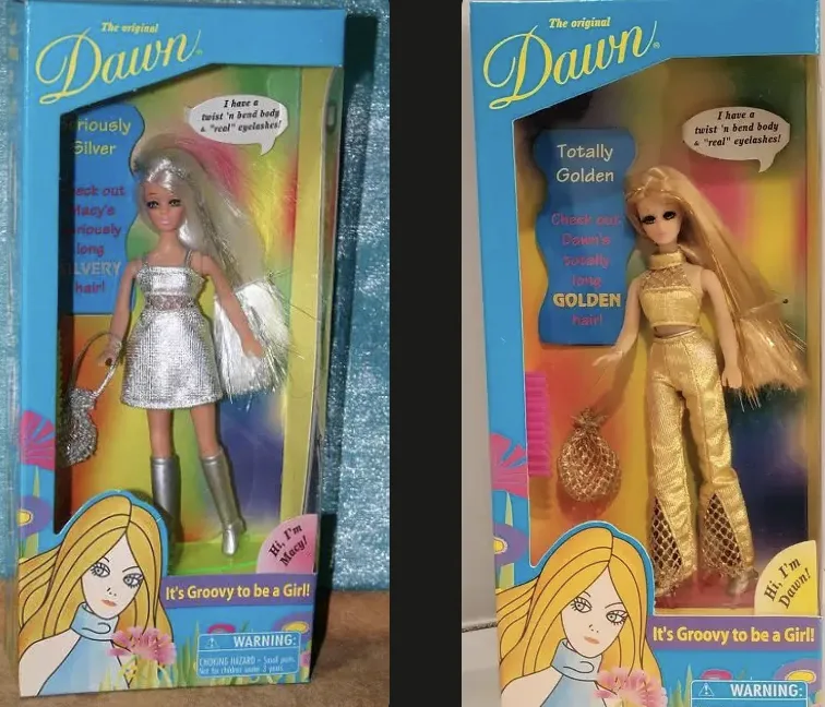 Totally Golden Macy and Seriously Silver Dawn dolls 2000