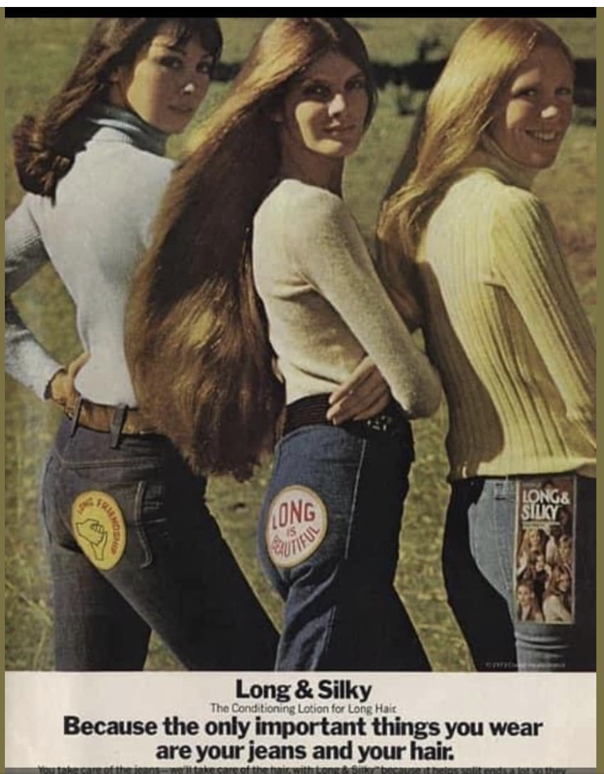 Long & Silky shampoo and conditioner print ad in the 70s